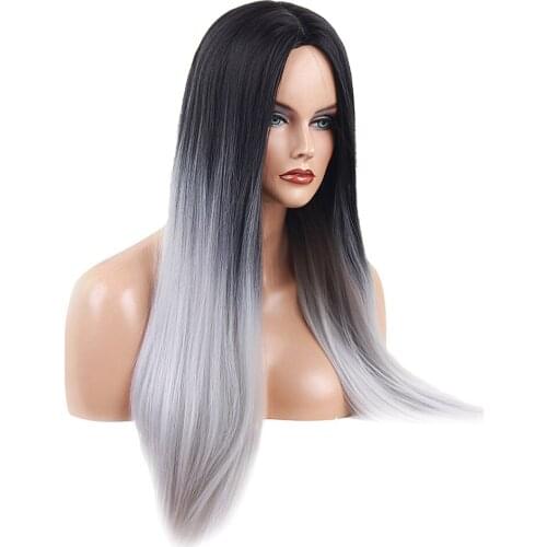 Long Straight Resistant Synthetic Hair Wigs for Women Cosplay Party