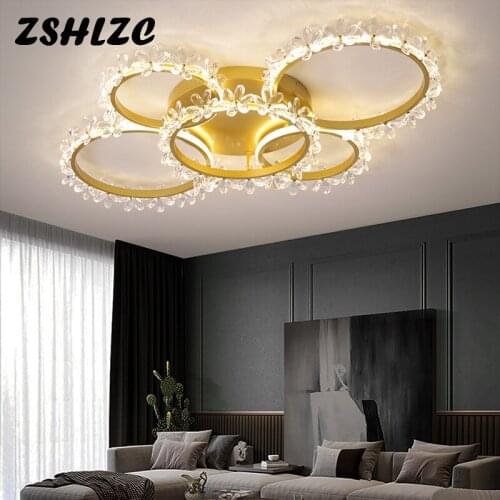 Home Led Ceiling Light 110V 220V Gold frame Modern Chandelier Ceiling Lamp For Living room Bedroom Dining room Kitchen Luminaire