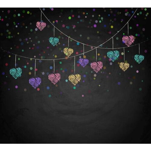 Blackboard Photography Chalk Picture Kids Birthday Backdrop Colorful Sweetheart Background Custom Name and Date with Wish