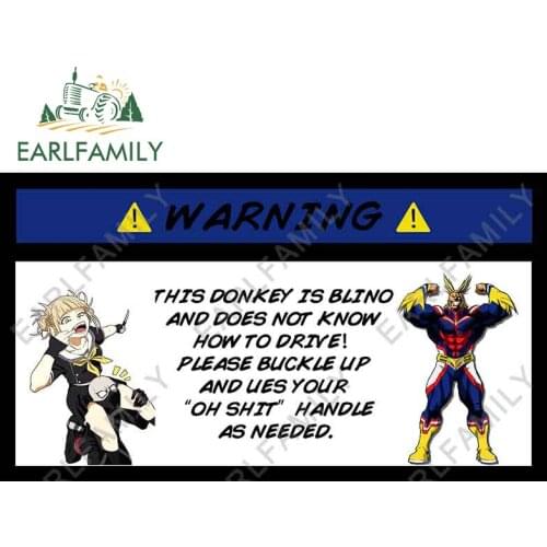 EARLFAMILY 13cm x 7.4cm for My Hero Academia Warning Car Stickers Himiko Toga Decals Scratch-Proof SUV Vinyl Car Door Protector