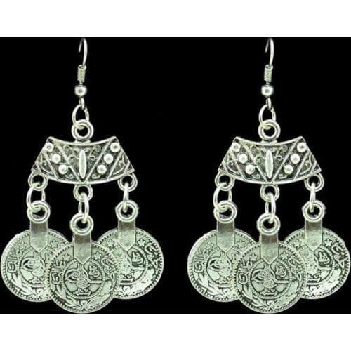 European And American Trade Retro Punk Coin Earrings Silver Earrings Turkish Anti-design Community Bohemian Earrings Jewelry