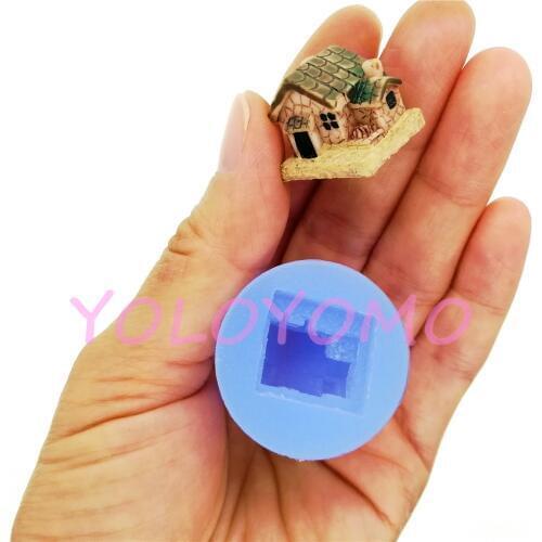 F798YL18.5mm x 15.7mm x16.9mm 3D House Silicone Mold Fondant Cake Decoration Craft Resin Art Doll House Miniaturesweets DIY