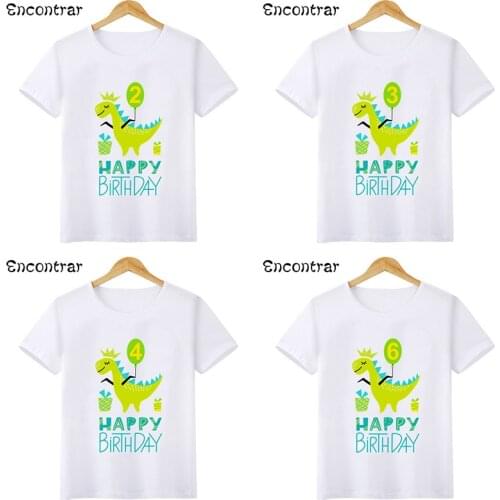 Dinosaur 1 2 3 4 5 6 7 8 9 Years Birthday Boys T-shirt Cartoon Funny Kids T shirt Baby Girls Children Dino Party Clothes,HKP2483