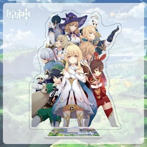Genshin Impact Anime Genshin Impact Mondstadt Cute Theme Jean Lisa Acrylic Figure Stand Model Plate Desk Decor Cosplay Xmas Gift