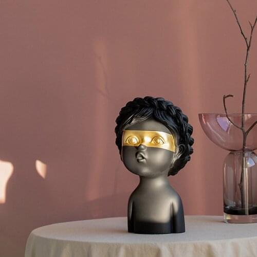 Creative resin girl portrait sculpture abstract crafts ornaments modern living room home decoration childrens room figurines