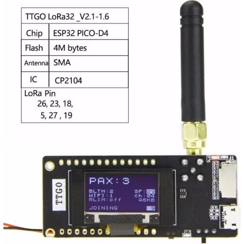 LILYGO® TTGO Disaster-Radio LoRa32 V2.1 1.6 Version 433/868/915MHZ LoRa ESP-32 OLED 0.96 Inch SD Card Bluetooth WIFI Module