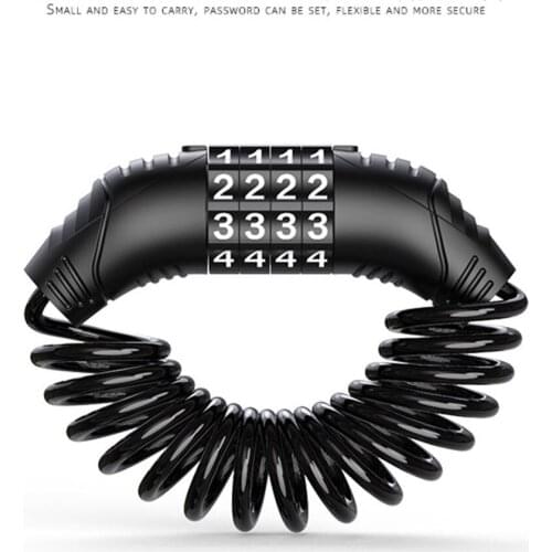 Mini Bicycle Lock 4 Digit Password Anti-theft Cycling Helmet Bicycle Cable Lock Code Combination Security Cable Bike Lock