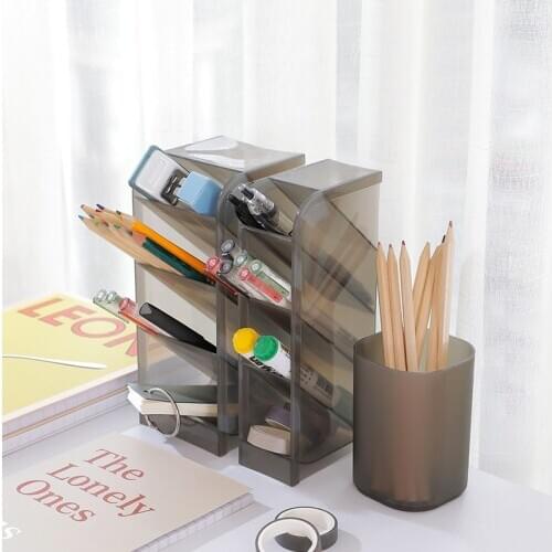 Desktop storage box transparent pen holder frosted simple oblique plug-in multifunctional stationery tube makeup brush holder