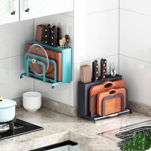 Stainless Steel 4 in 1 Kitchen Sink Stand Storage Rack for Knives Holder Cutlery Cutting Board Pot Lid Container Tools Shelf