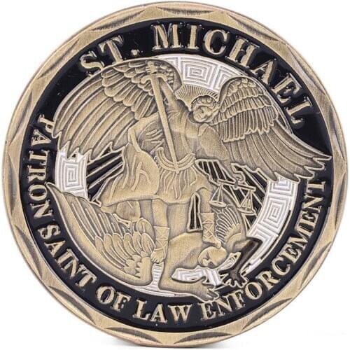 New 1PCS Michael Police Officer Badge Patron Saint Commemorative Challenge Coin Art Gifts
