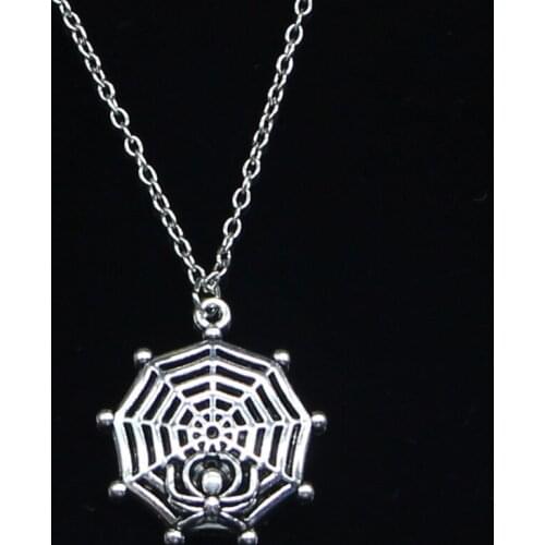 New Fashion Necklace 30x27mm spider cowbweb halloween Pendants Short Long Women Men Colar Gift Jewelry Choker