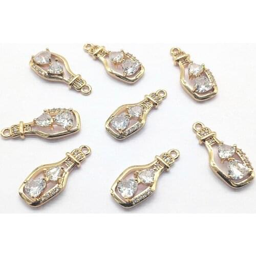 New arrival! 26x11mm 50pcs Copper/Cubic Zirconia Bottle shape charm for Hand Made Earrings DIY,Jewelry Findings & Components