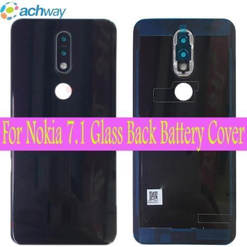 Original For Nokia 7.1 Battery Door Housing Back Glass Cover Case Rear panel Replacement For Nokia 7.1 With Camera Lens and logo