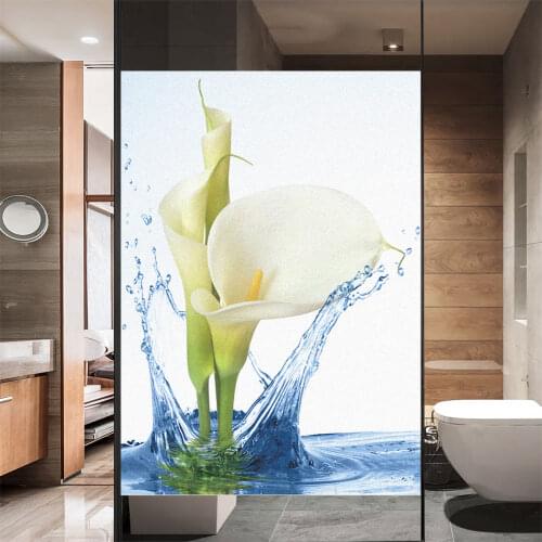 Window Film Privacy Flower Non Adhesive Glass Sticker Sun Protection Heat Control Window Coverings for Homedecor