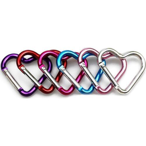Aluminum Alloy Hanging Buckles Shaped Outdoor Color Safe Heart Buckle Small Heart Type Carabiner Multi-color