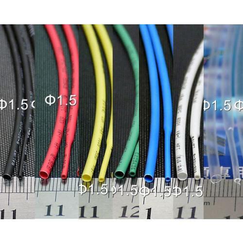 1.5mm Polyolefin 2:1 Heat Shrink Tubing ROHS UL Black/Red/Yellow/Green/Blue/White/Clear