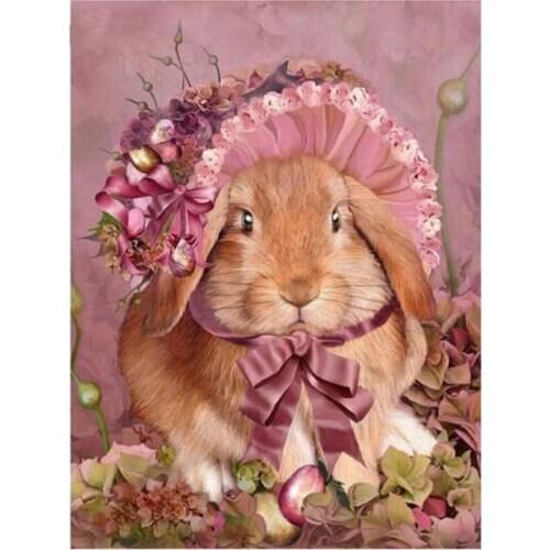 Full Square 5D DIY Animal Rabbit Diamond Painting Cross Stitch Rhinestone Embroidery Mosaic Beadwork Home Decor FH781
