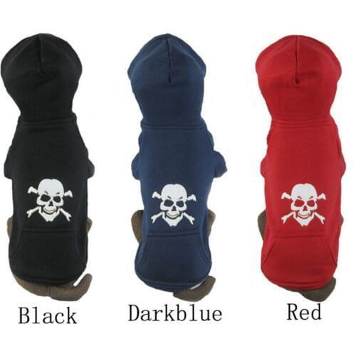 Pet supplies All Saints' Day winter puppy clothes skull pattern dog fleece Coat jumper with Caps