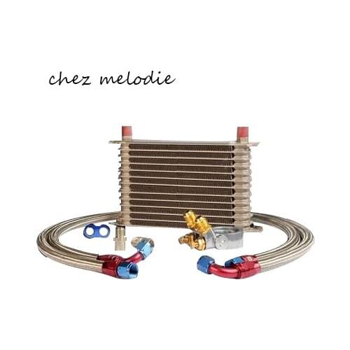 Universal TRUST Type Japanese 13rows AN10 oil cooler radiator kit+filter Relocation Sandwich Plate adaptor with Thermostat