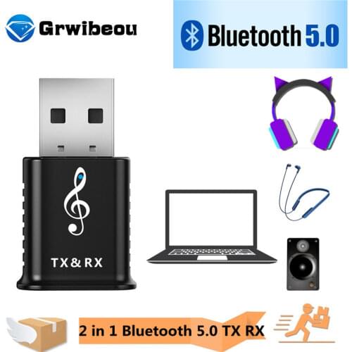 Grwibeou 2 in 1 Bluetooth 5.0 Transmitter Receiver Mini 3.5mm AUX Stereo Wireless Bluetooth Adapter For wireless earphone TV PC