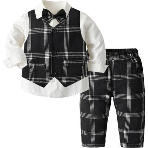 2021 Spring Baby Boy Clothes T-shirt+Vest+Pants Outfits Kids Clothes Sets Toddler boy Formal Gentleman Suit Children Clothing