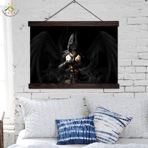 Angel Wings Black Sword Vintage Posters and Prints Scroll Painting Canvas Wall Art Pictures Canvas Painting Home Decor