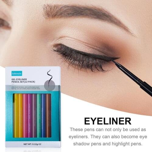 12 Colors Liquid Eyeliners Waterproof Colorful Eyeliner Pen Set Easy Apply Colored Eyeliner Retractable Makeup Liners for Women