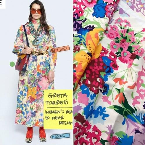 Womens Polyester Printed Crepe De Chine Fabric Brand Fashion Shirt DIY Clothing Custom Cloth Fabrics by the Meter for Dress