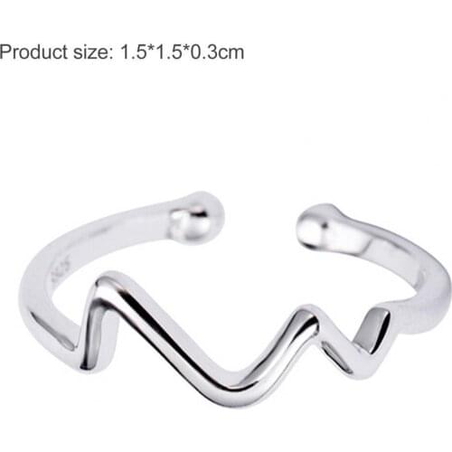 Female Finger Cycle Ring Universal Colorfast Durable Trendy Wave Shape Fingers Wear-resistant Silver Plated Woman Rings