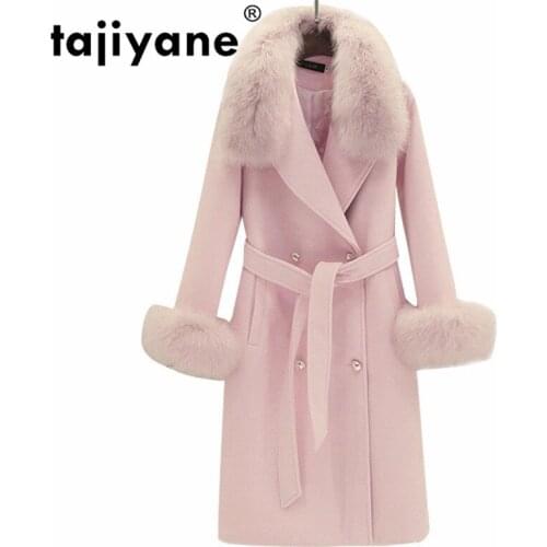 Fox Collar Fur Real Fur Coat Female Wool Jacket Autumn Winter Coat Women Clothes 2021 Korean Vintage Long Woolen Coat ZT5067