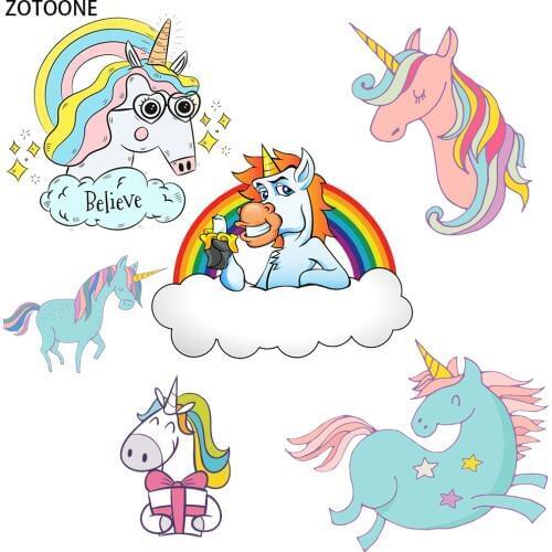 ZOTOONE Cute Unicorn Garment Patch for Clothes Iron-on Transfer DIY T-shirt Washable Appliques Heat on Transfers for Kids' Craft