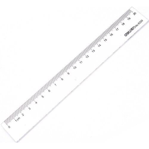1pc Deli 20cm Plastic Straight Ruler Transparent Measuring Scale Rule Art Drawing Tools Office School Supply Student Stationery