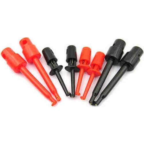 10PCS/Lot Test Hook Clip Grabbers Multimeter Lead Wire Test Probe SMT SMD IC Cable Welding Red Black