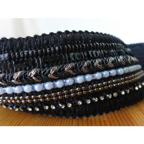 3 Yards 4.5cm Hot Sale Braided Beaded Lace Trim With Sequins Crocheted Rhinestone Lace Ribbon Curtain Decoration Wedding Party