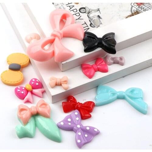 30Pcs Mixed Convex Round Flat back Resin Flash Pastel Resin Decoration Bow, DIY Hairpin Home Decoration