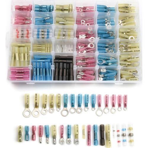 420PCS Fully Insulated Heat Shrink Butt Connector Waterproof Splice Soldering Electrical Wire Cable Crimp Terminal Connector