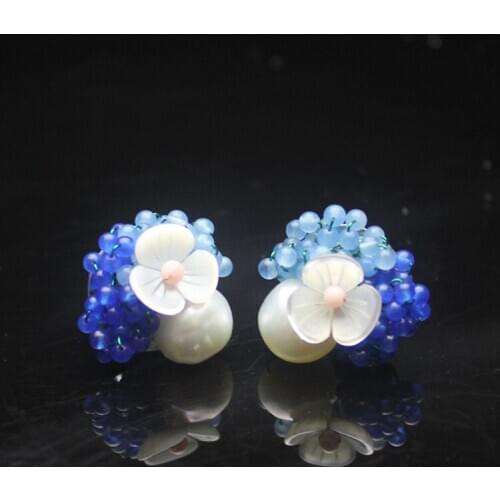 925 sterling silver nail hypoallergenic earrings handmade custom natural pearls shell earrings