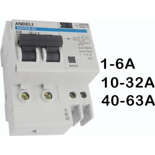 1A-63A 2P circuit breaker with leakage protection 220V earth leakage