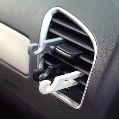 5pcs Multifunction Car Air Conditioning Clip Sunglasses Key Earphone Hook Portable Phone Stand Car Interior Accessories Black