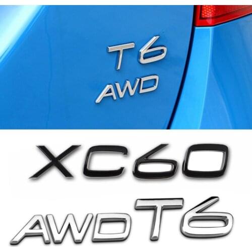 Metal T5 T6 AWD Letters Emblem Car Trunk Sticker 3D Decal For Volvo V40 V90 XC60 XC90 XC40 S60 C30 Car Decorative Accessories