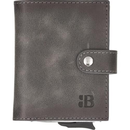 Burkley Chevalier Mechanismed Leather Card Wallet Wallet TN18 Gray RFID Featured Business Card Holder