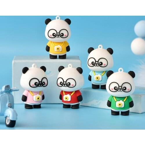 Handbag Panda Key Ring Pendant Panda Key Chain Schoolbag Pendant Cartoon Cute Panda Shaped Decorative Toys Pandas Figurine