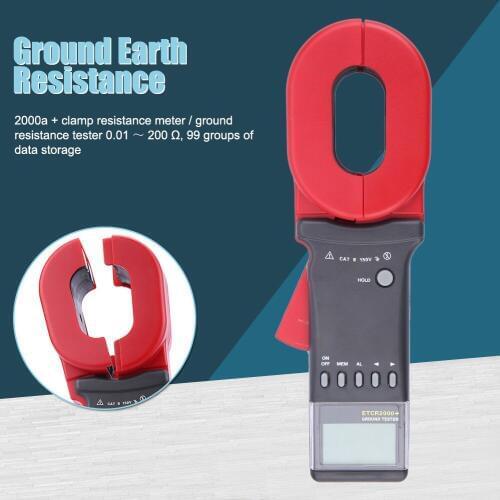 Digital Display Clamp Ground Earth Resistance Test Tool Resistance Meter ETCR2000A Plus FKU66