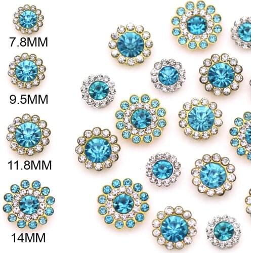 Flower Decorative Buttons Rhinestone Buttons For Needlework Crystal Strass Metal Base Sew On Buttons For Clothing DIY Crafts