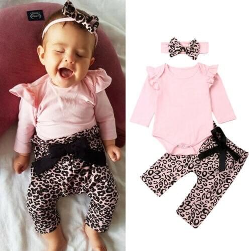 Newborn Baby Girl Fashion 2Pieces Suit Long Sleeve Pullover Romper Top and Floral Pants outfits 0-18months