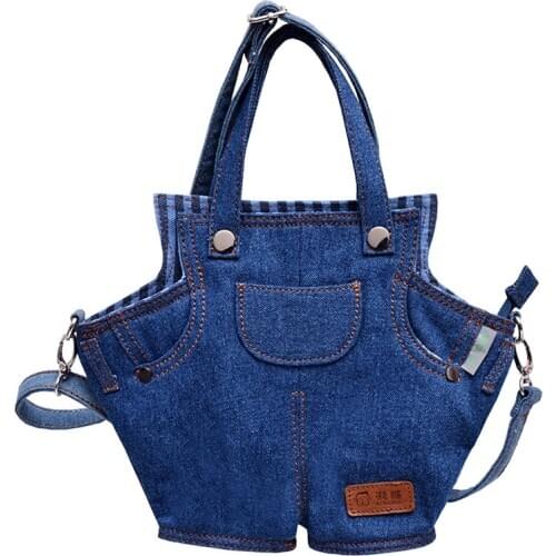 Denim Bag for Women Teenager Student Pack Ladies Handbag Crossbody Bags for Girl Pants Style Personalize Satchel Blue Heavy Duty