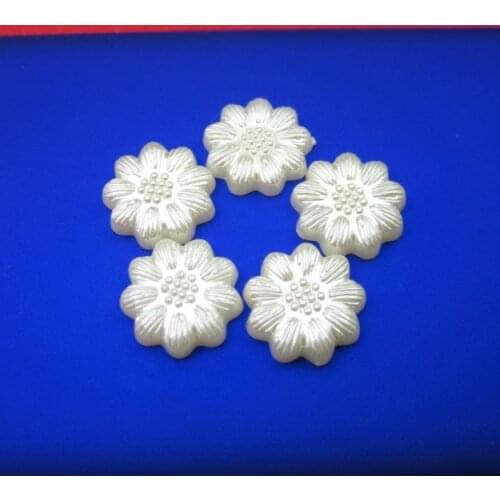 Hot Sale!72Pcs13mm Exquisite SunFlower Imitation Pearls Half Round Flatback Beads Wedding Cards Embellishments DIY Decoration