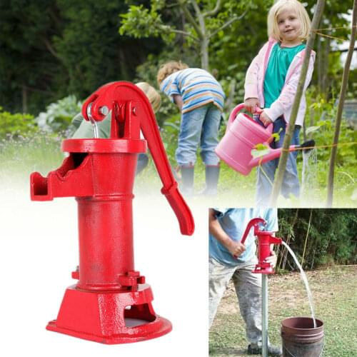 Honhill Heavy Duty Water Pump Hand Well Pump Pitcher 25 ft for Ponds Garden Campsites Backyards Farms Picnic Areas Red Green