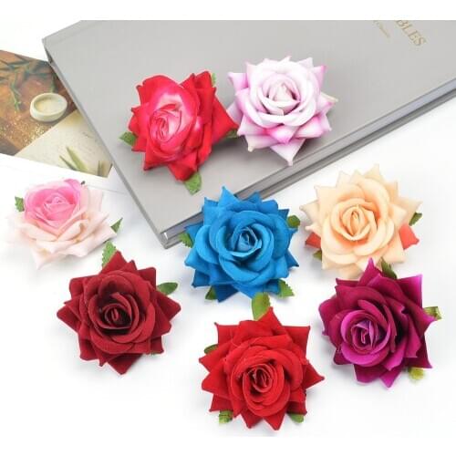6CM Roses Artificial Flower Head DIY Wreath Box Gift Bride Mariage Decor for Home Party Wedding Decoration Fake Flower Supplies
