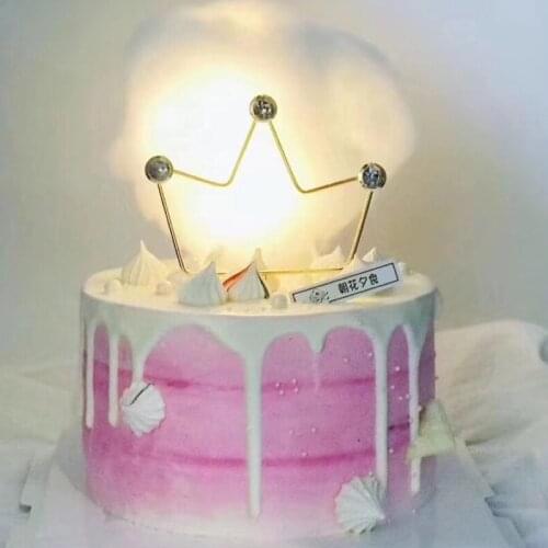 Happy Birthday Cake Topper Wrought Iron Crown Cake Decoration For Wedding Birthday Party Decoration Baking Supplies Love Gifts